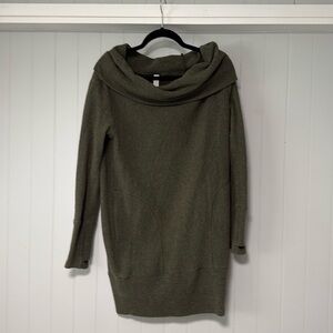 Lululemon Along the Way Olive Green Cowl Neck Dress with pockets